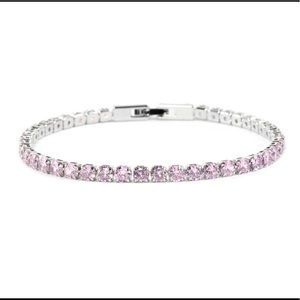 Simulated Pink Diamond Tennis Bracelet